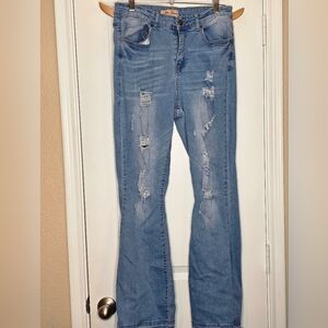 Elite Boot Cut Distressed Blue Jeans Women's Size 13/14